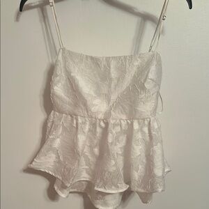 Elegant White Floral Peplum Top